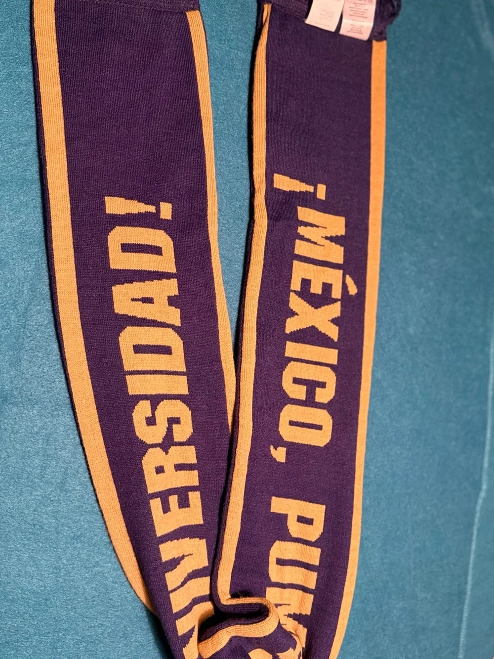 Puma Purple and Gold Soccer Scarf with Bold Text